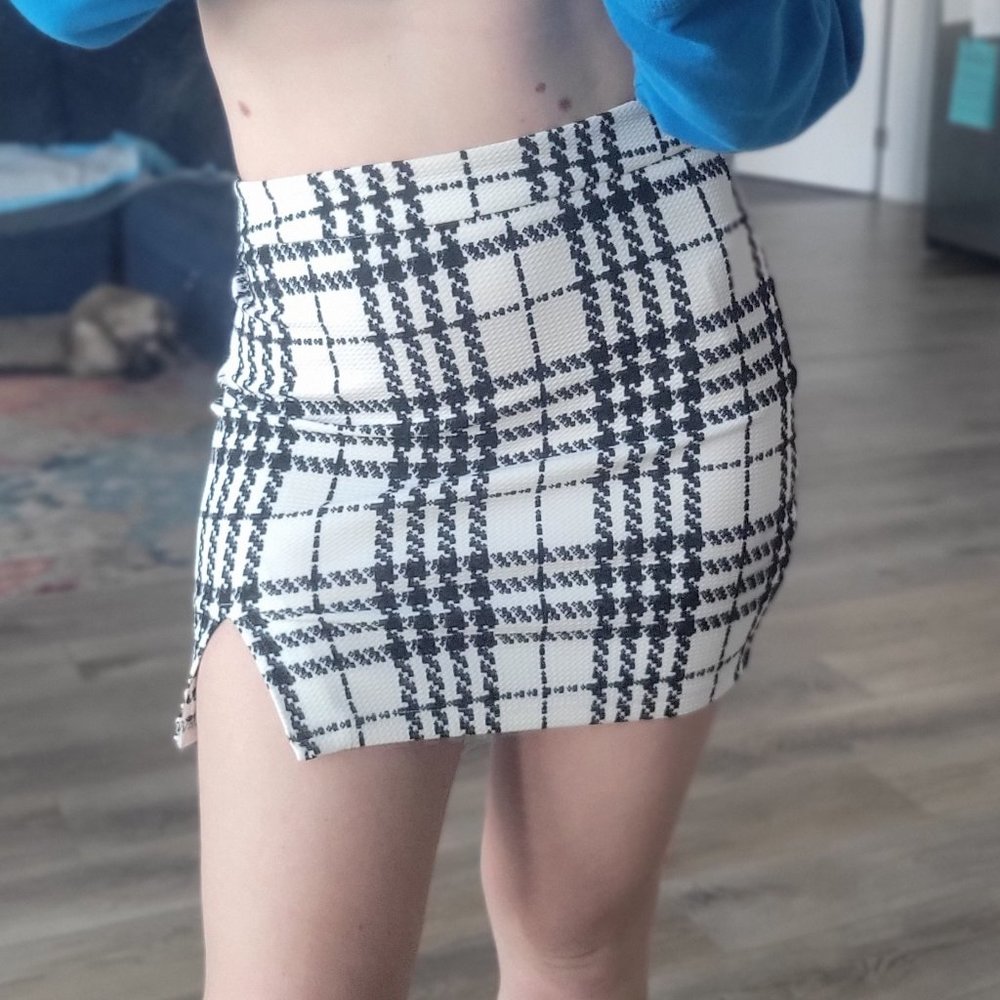 Shein Black and White Plaid Mini Skirt